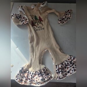 Merry Christmas Girls 3-6m Romper